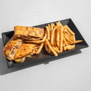 Smash Beef Quesadilla + Fries